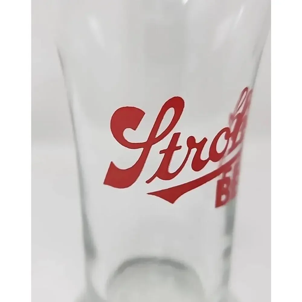 Vintage 1960's Rare Stroh's‎ Beer 8 oz Pilsner Barware Glass Red Logo U205